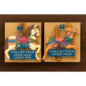 Vintage Avon Carousel Magnet 90s Horse Reindeer Gift Retro RL Christmas oldstock